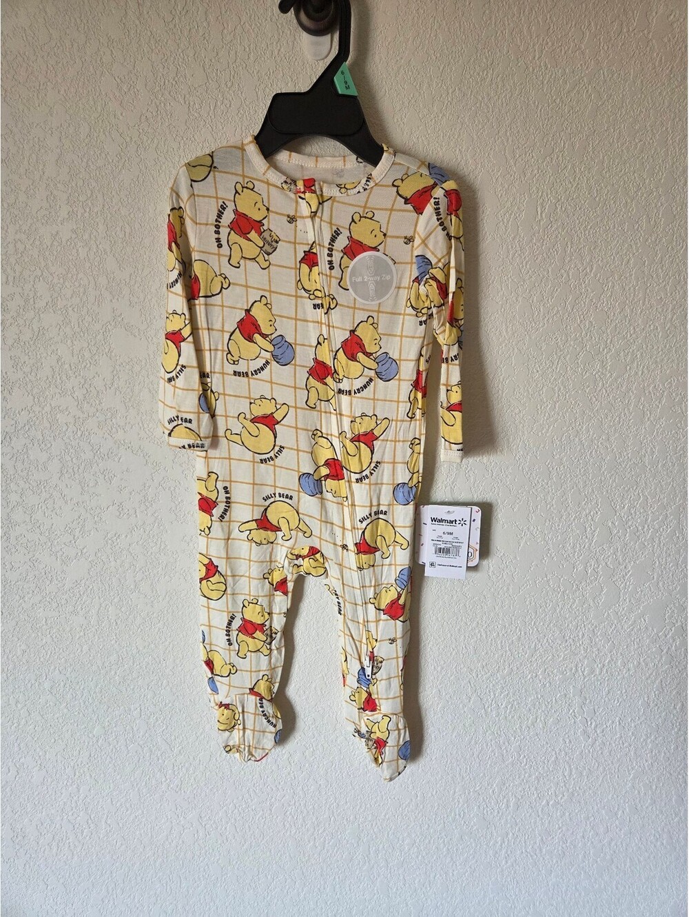 Disney Winnie the Pooh Baby Footed Pajamas with Full 2-Way Zip 6/9M